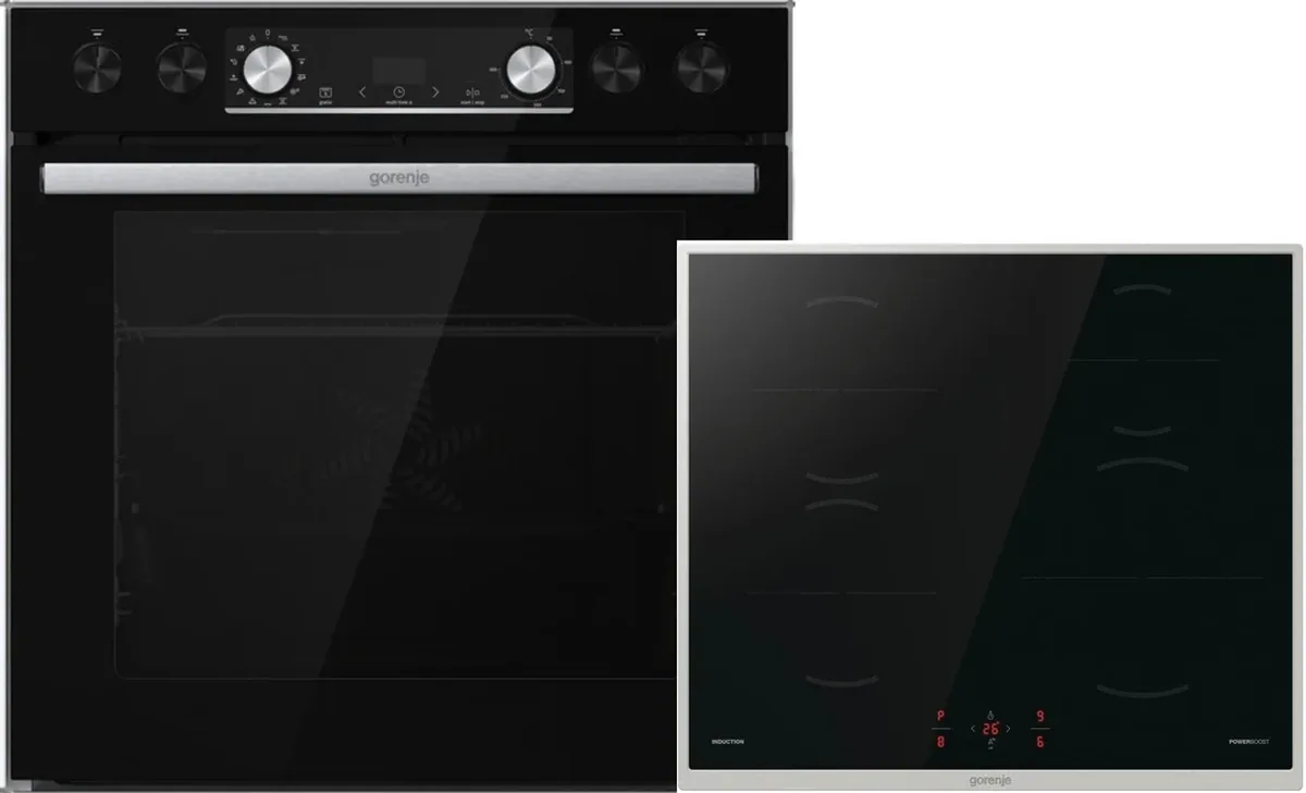 Herdkombination Gorenje Black Set 5 Induction (BCIX6737E05BG+GI6400BXDE) mit 77 l Garraum und 23-cm-Kochzone – Bild 1 von 10