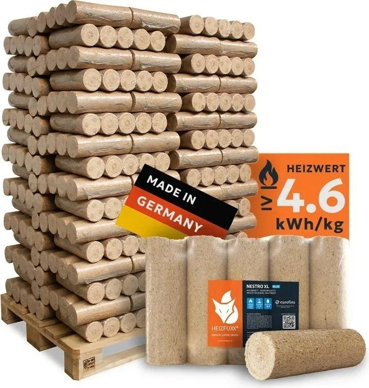 HEIZFUXX Nestro XL Blue Holzbriketts - 960 kg Palette (96 x 10 kg) – Bild 1 von 3