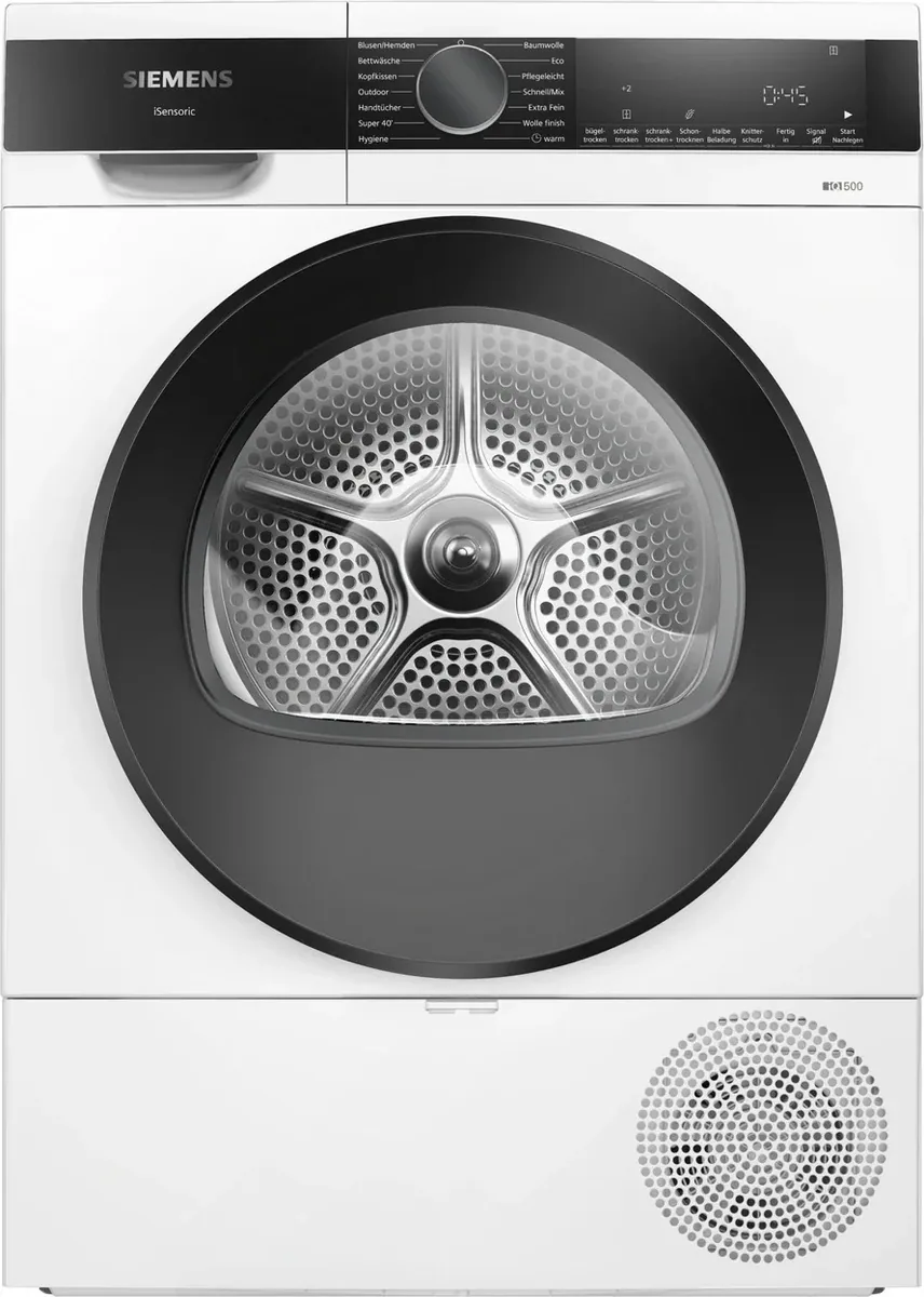 Wärmepumpentrockner Siemens WQ33G2D41 iQ500 mit 9 kg Füllmenge und 14 Programmen – Bild 1 von 10