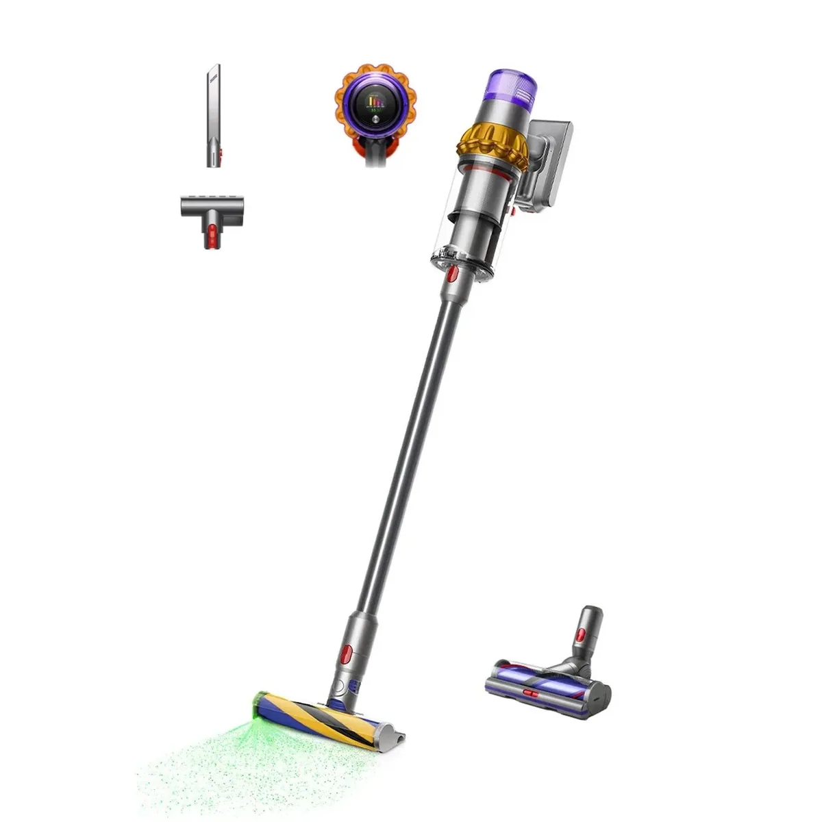 Akku-Stielsauger Dyson V15 Detect Absolute mit 240 AW Saugleistung und 0,76 l Staubbehälter – Bild 1 von 10