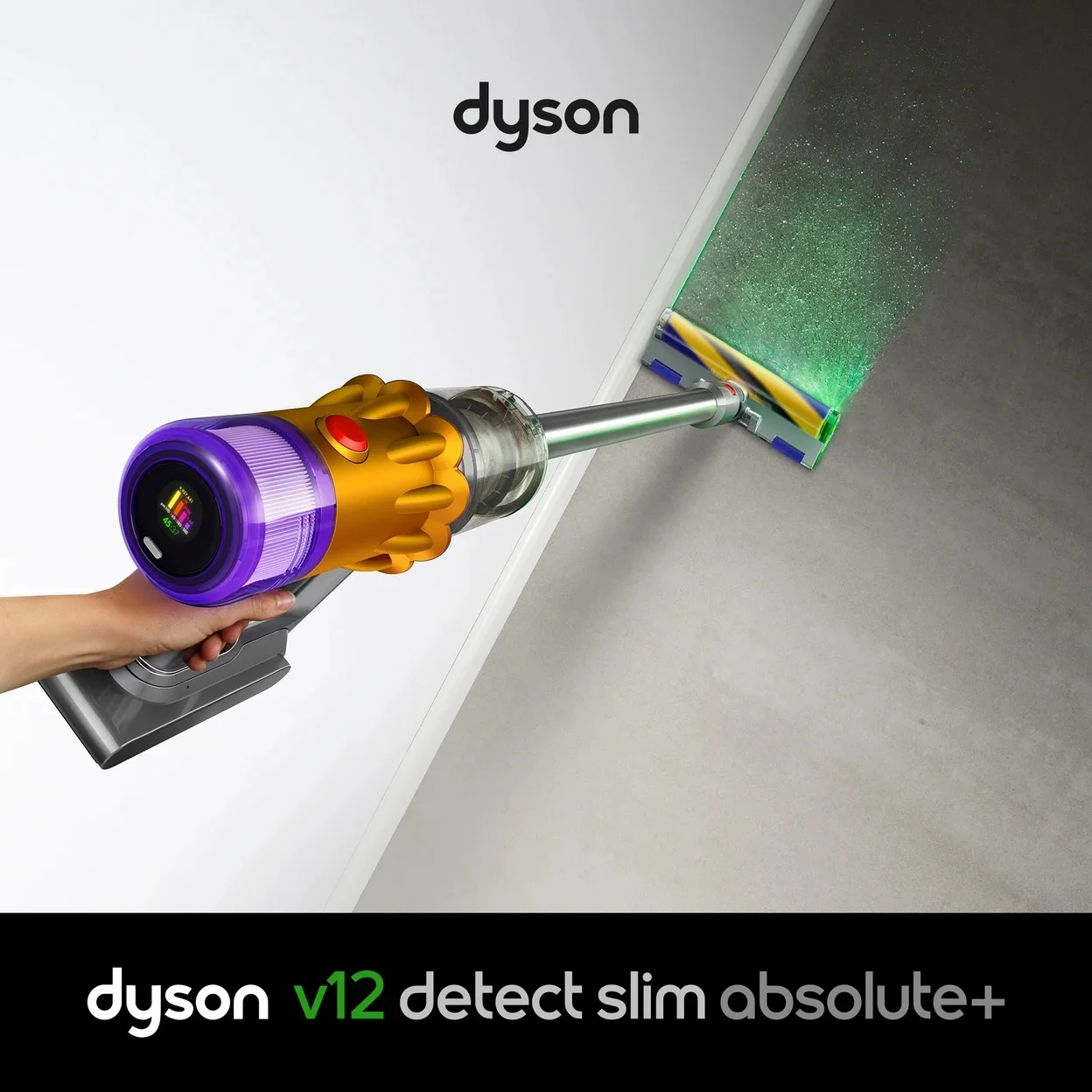 Akku-Staubsauger Dyson V12 Detect Slim Absolute mit 60 Min. Laufzeit und 2,4 kg Gewicht