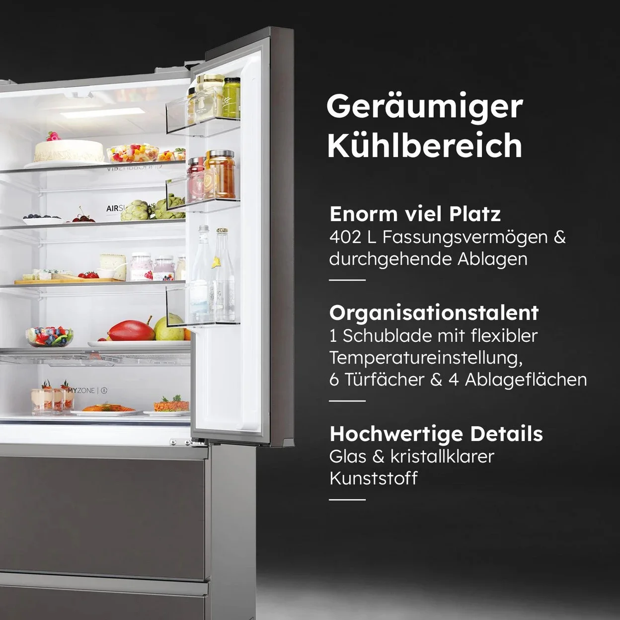 French-Door-Kühlgefrierkombination Haier HFR3718ENMD mit 402 l Gesamtinhalt und 70 cm Breite