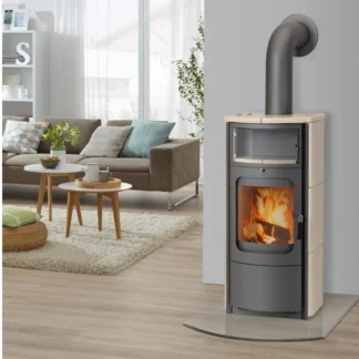 Hark Opera-B Kachel 7 kW - Kaminofen Dauerbrandofen Creme  150 mm