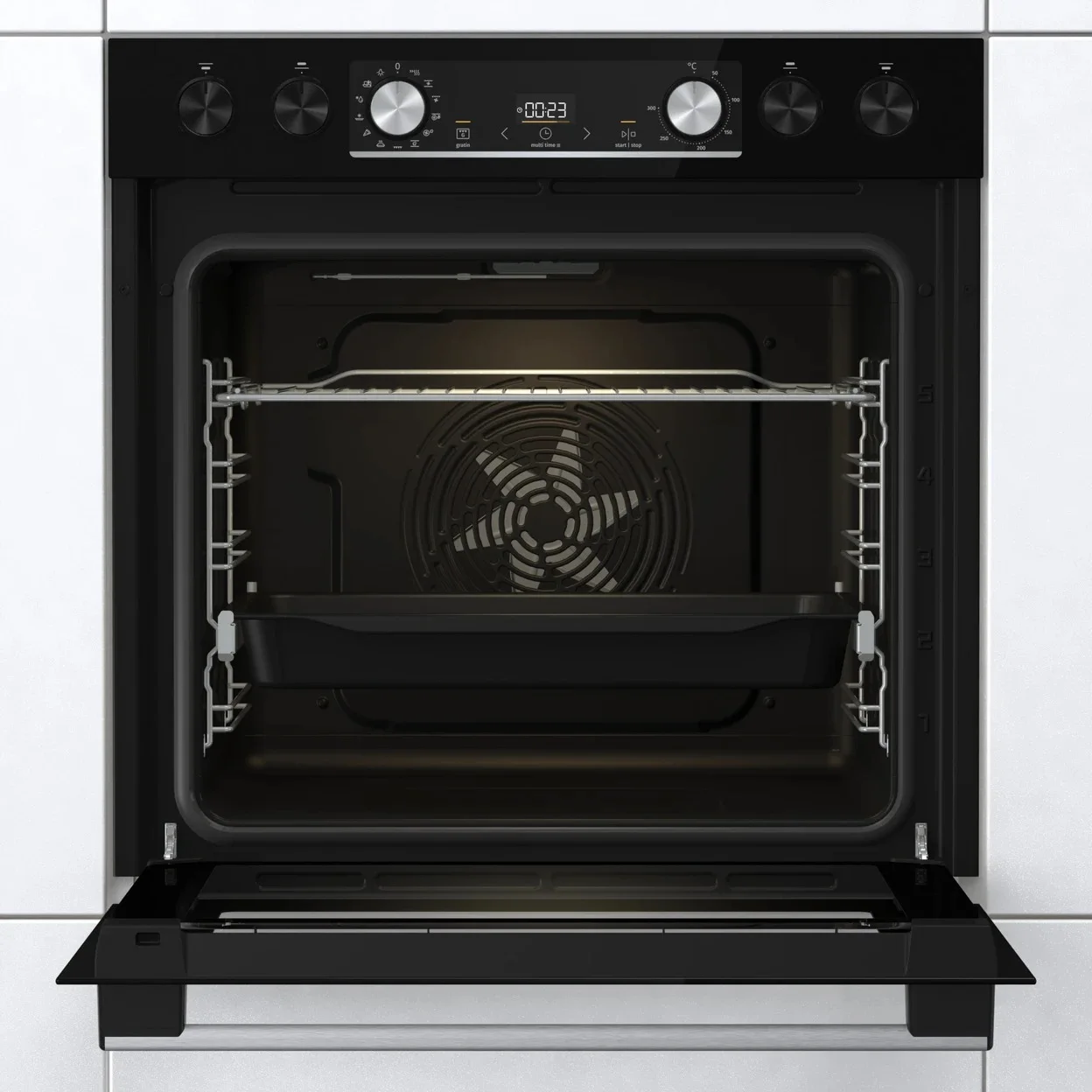 Herdkombination Gorenje Black Set 5 Induction (BCIX6737E05BG+GI6400BXDE) mit 77 l Garraum und 23-cm-