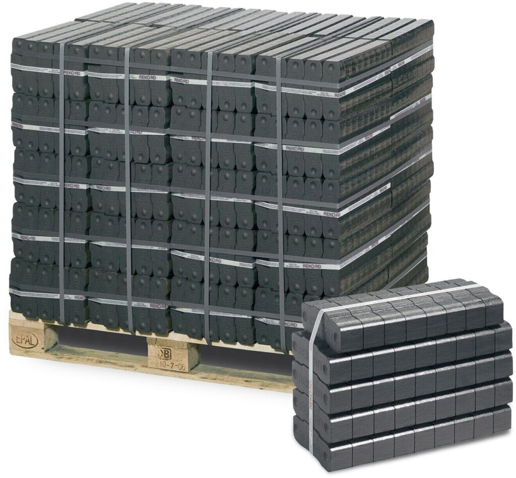 REKORD Braunkohlebriketts - 1000 kg Palette (40 x 25 kg Bündel)