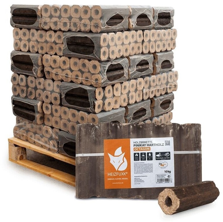 HEIZFUXX PiniKay Hartholzbriketts DINplus & FSC - 960 kg Palette (96 x 10 kg)