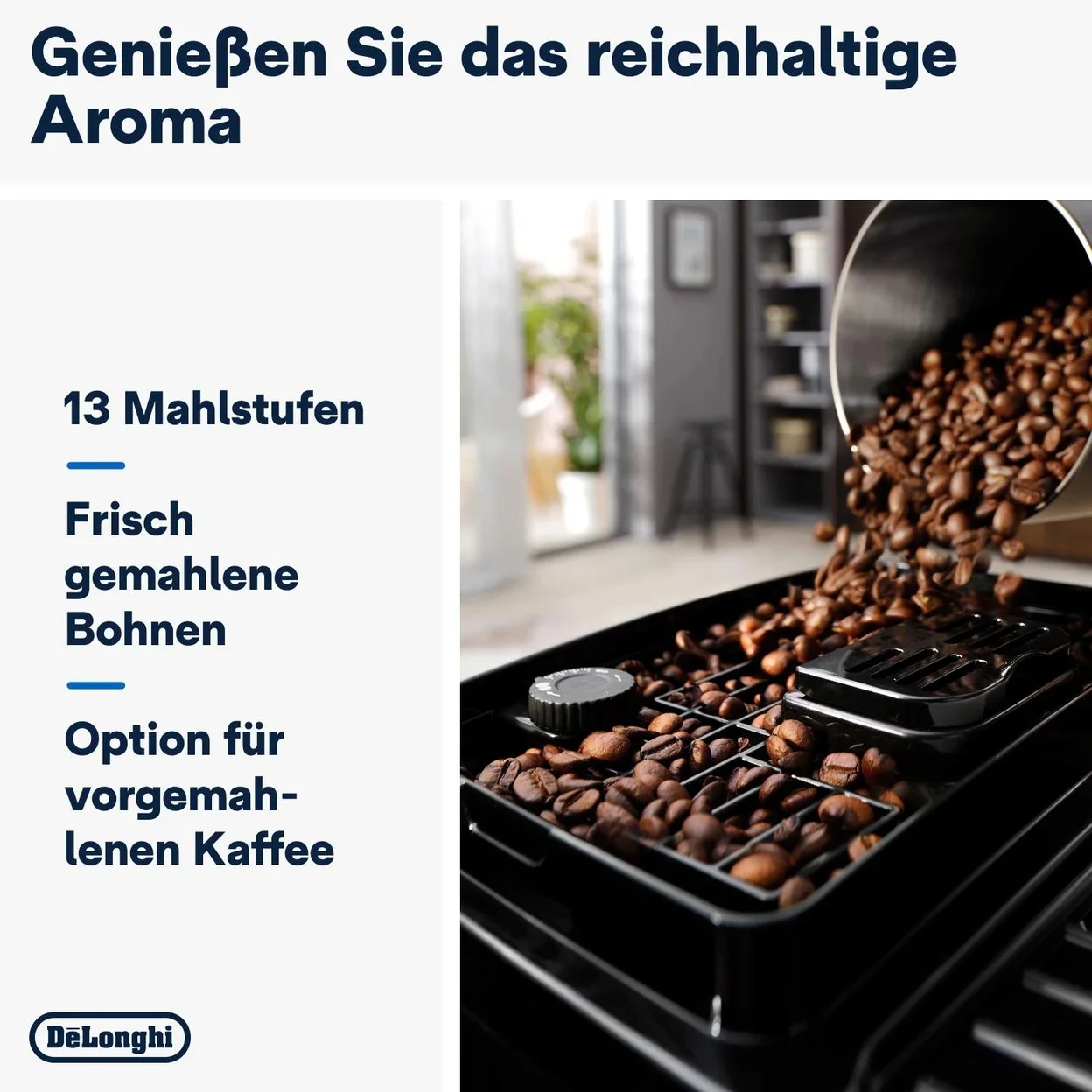 Kaffeevollautomat De'Longhi Magnifica Start Milk ECAM220.60.B mit LatteCrema Hot und 13 Mahlgraden