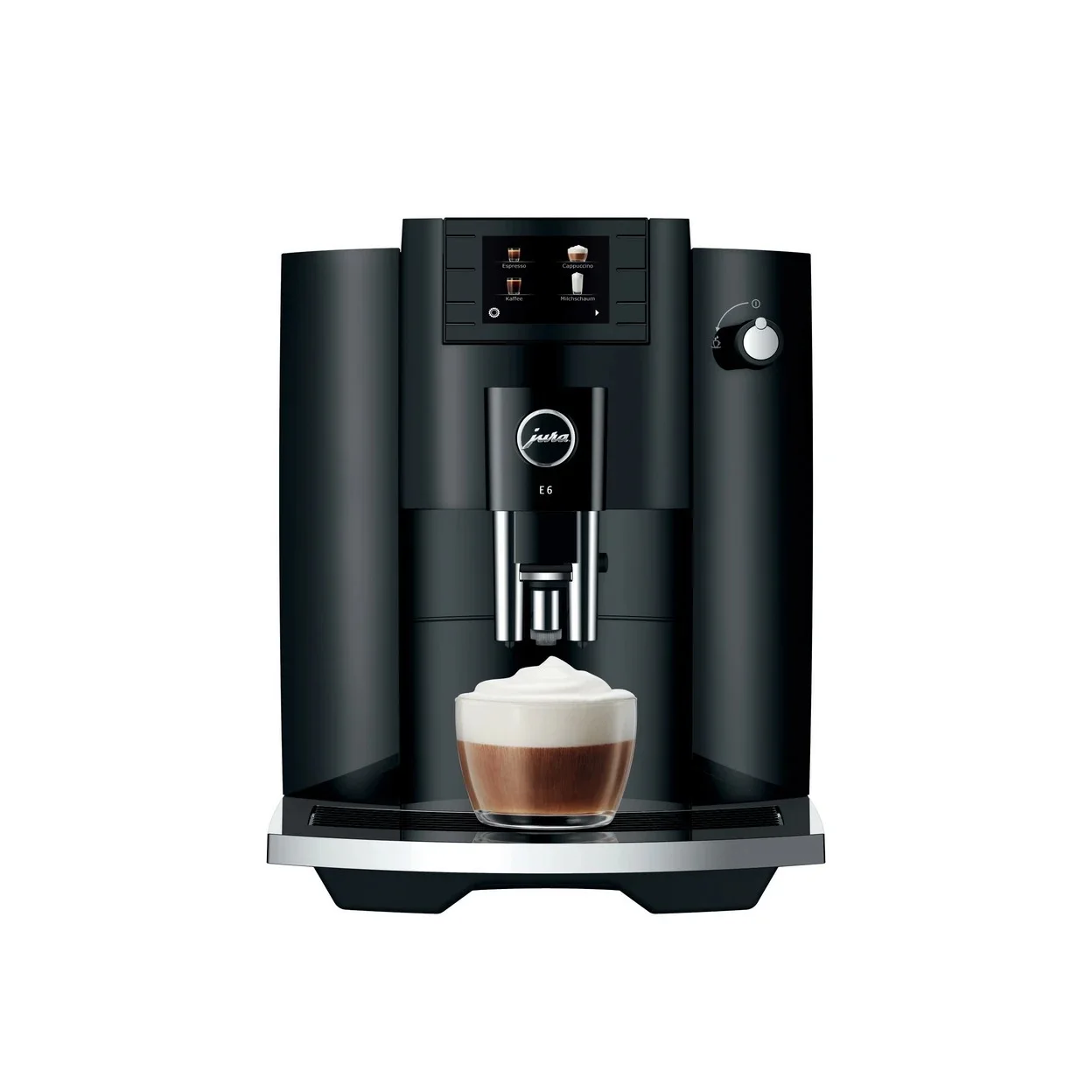 Kaffeevollautomat JURA E6 (EC) Piano Black mit 280 g Bohnenbehälter und 1,9 l Wassertank