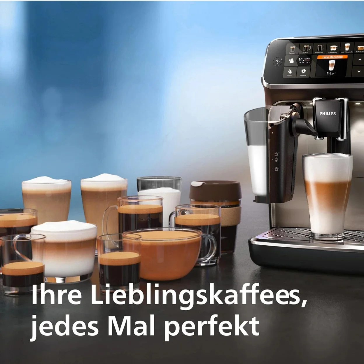 Kaffeevollautomat Philips EP5447/90 Serie 5400 LatteGo mit 1,8 l Wassertank und 12 Mahlstufen