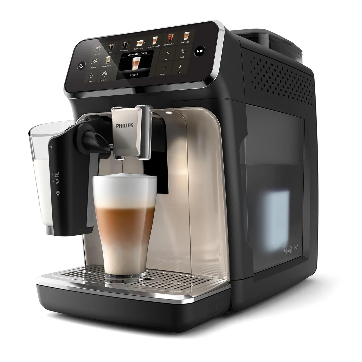 Kaffeevollautomat Philips EP5547/90 mit 19 heißen und eisgekühlten Getränken und 12 Mahlstufen