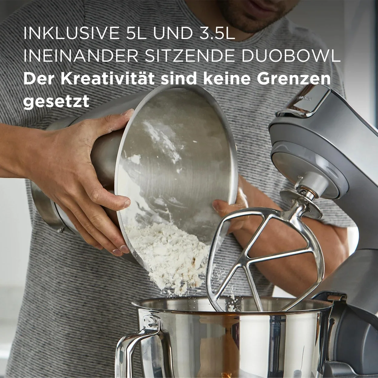 Küchenmaschine Kenwood Titanium Chef Baker KVC85.004SI mit integrierter Waage und 5-l-Edelstahlschüs