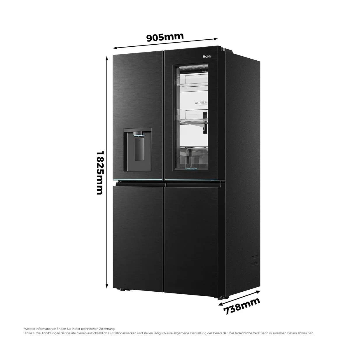 Kühlgefrierkombination Haier HCW99F18DHMB mit 700 l Gesamtrauminhalt und Eiswürfelspender