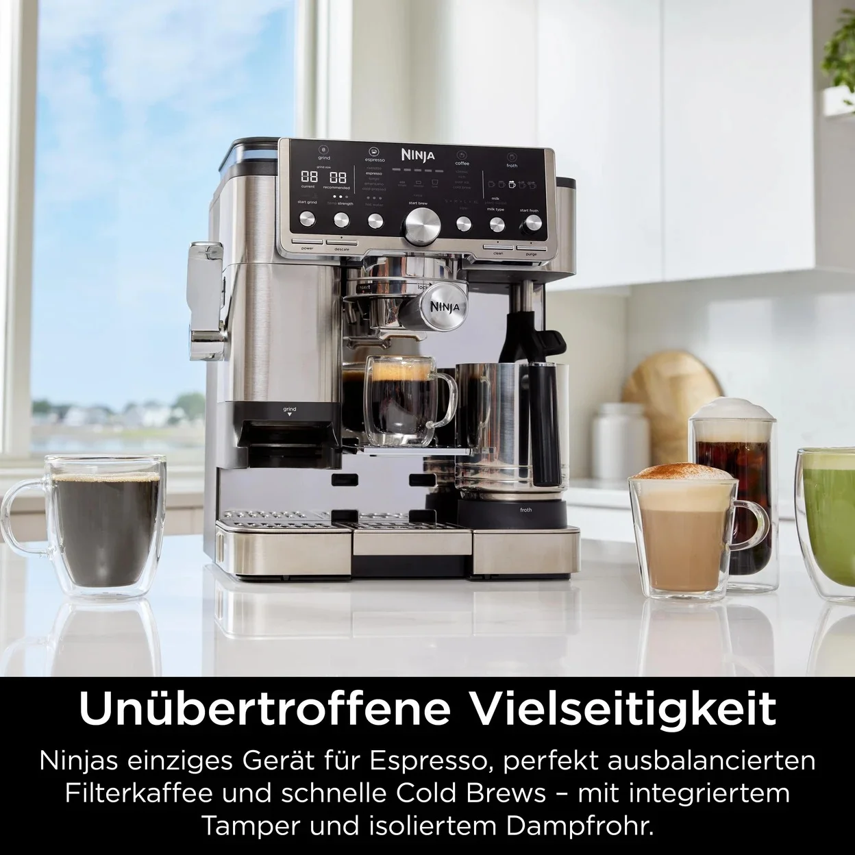 Siebträgermaschine Ninja Luxe Café Pro ES701EU mit 25 Mahlgraden und 2 l Wassertank