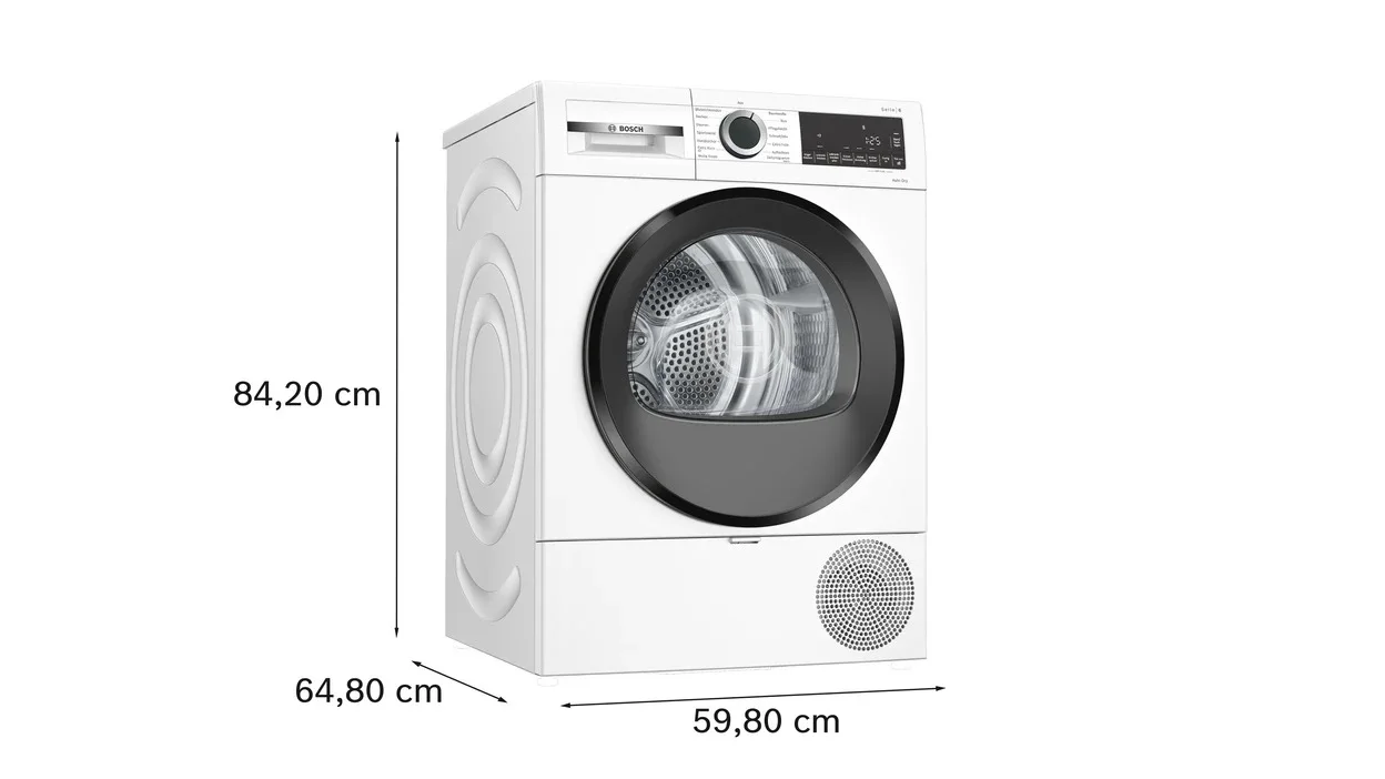 Wärmepumpentrockner Bosch WQG241031 mit 9 kg Füllmenge und 112 l Edelstahltrommel