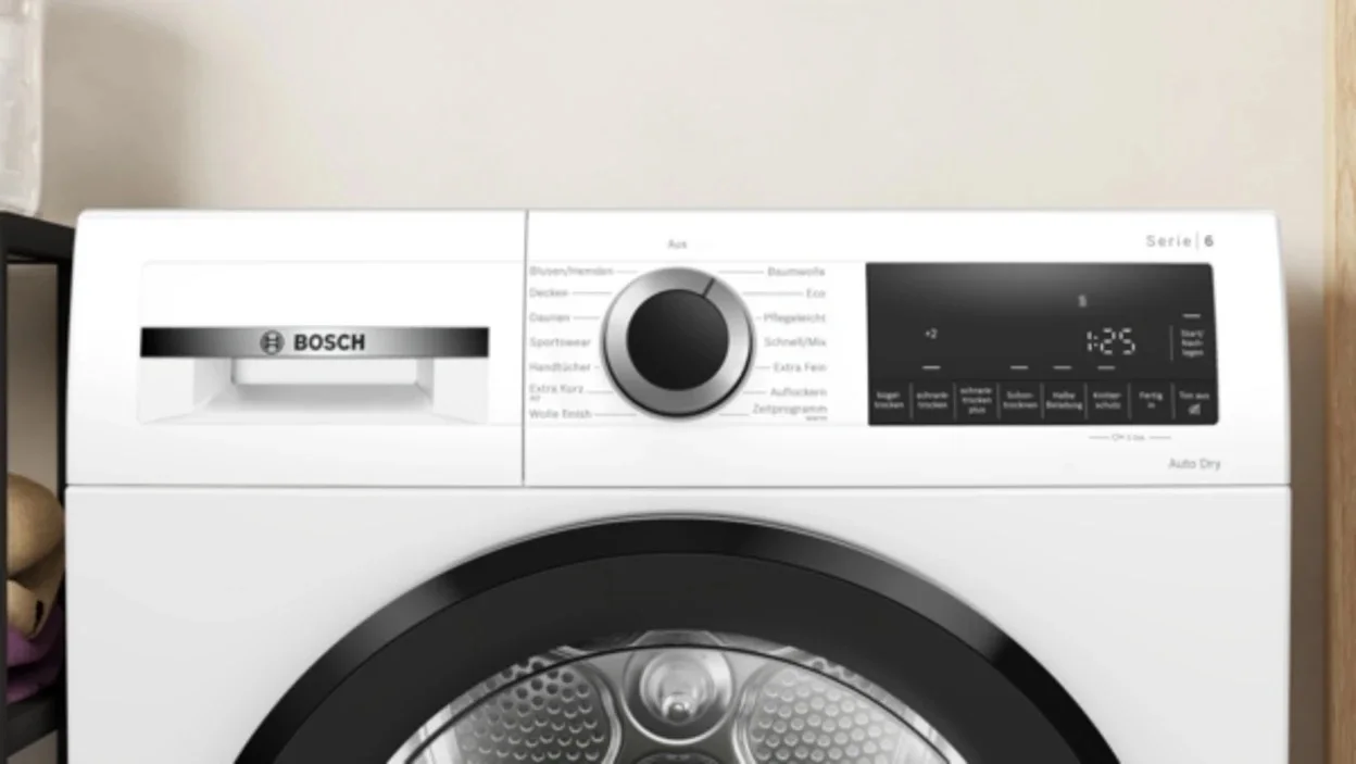 Wärmepumpentrockner Bosch WQG241031 mit 9 kg Füllmenge und 112 l Edelstahltrommel
