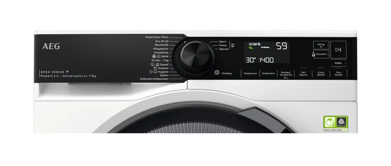 Waschmaschine AEG Serie 8000 LR8E75495 mit 9 kg Füllmenge und 34 Programmen